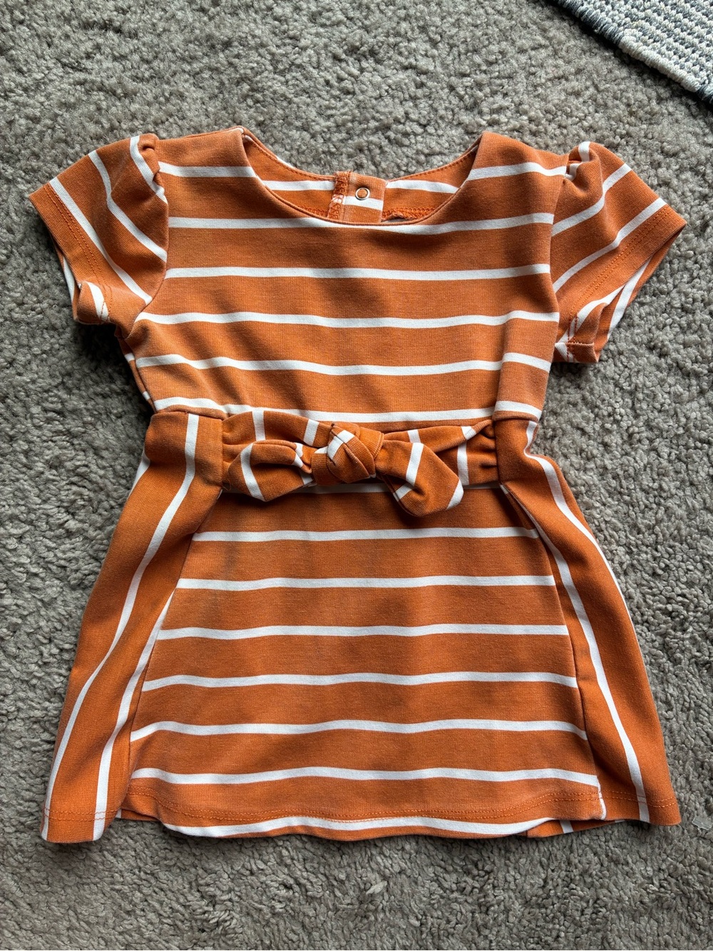 Habitual Orange and White Striped Baby Dress with Bow